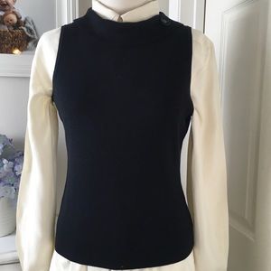 Vintage Workwear Knitted Black Silk Blend Vest Sleeveless Top